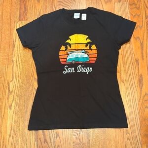 NWT San Diego T-shirt Black Port & Company Size Medium Ladies Retro